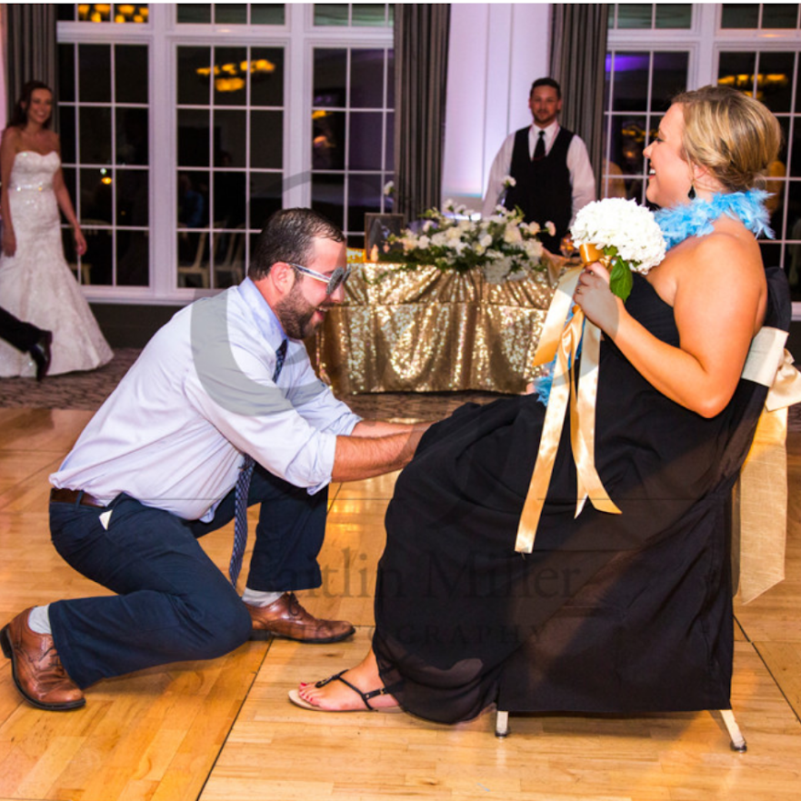 The time we caught the garter and the bouquet at Alyssa's wedding...it was fate!