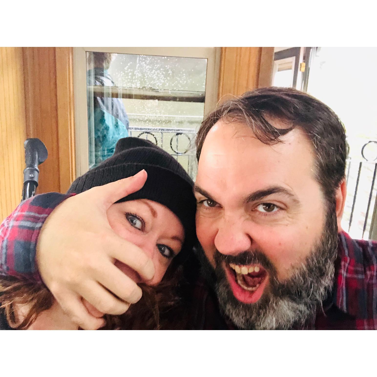 Having fun on a train ride in Alaska