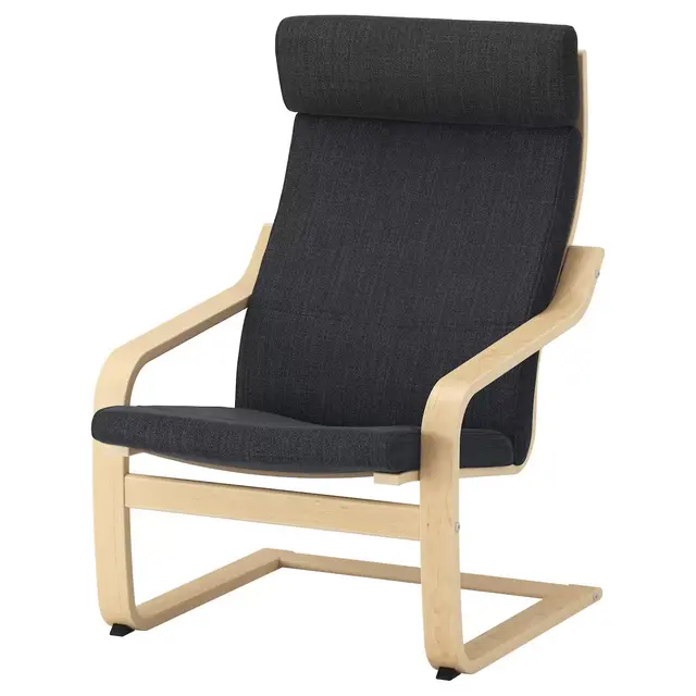 POÄNGArmchair, birch veneer, Hillared anthracite