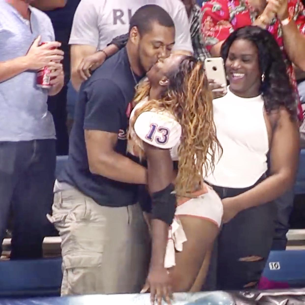 The first Kiss we shared was in front of a stadium of people.