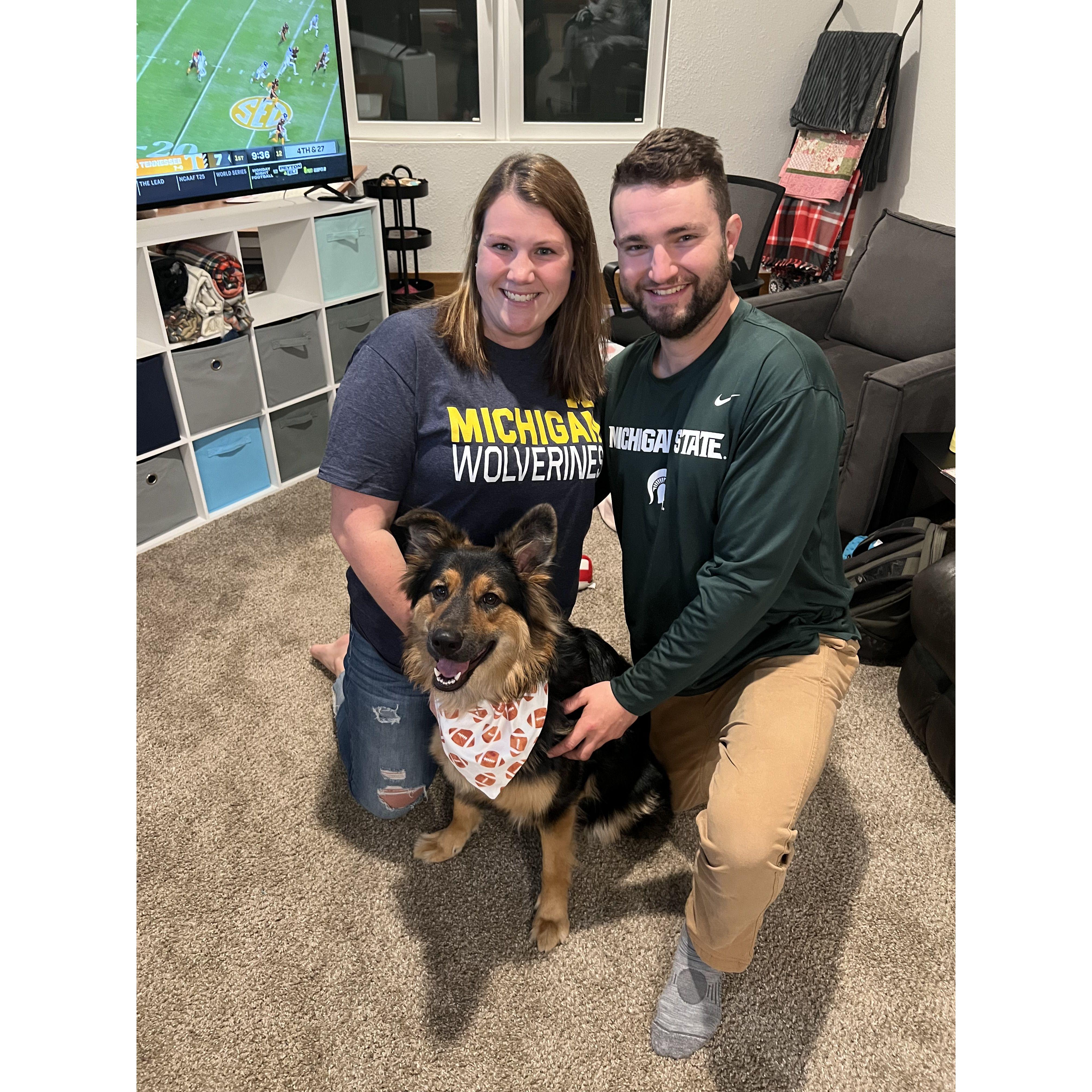 Our first rivalry game—can you tell that our house is divided