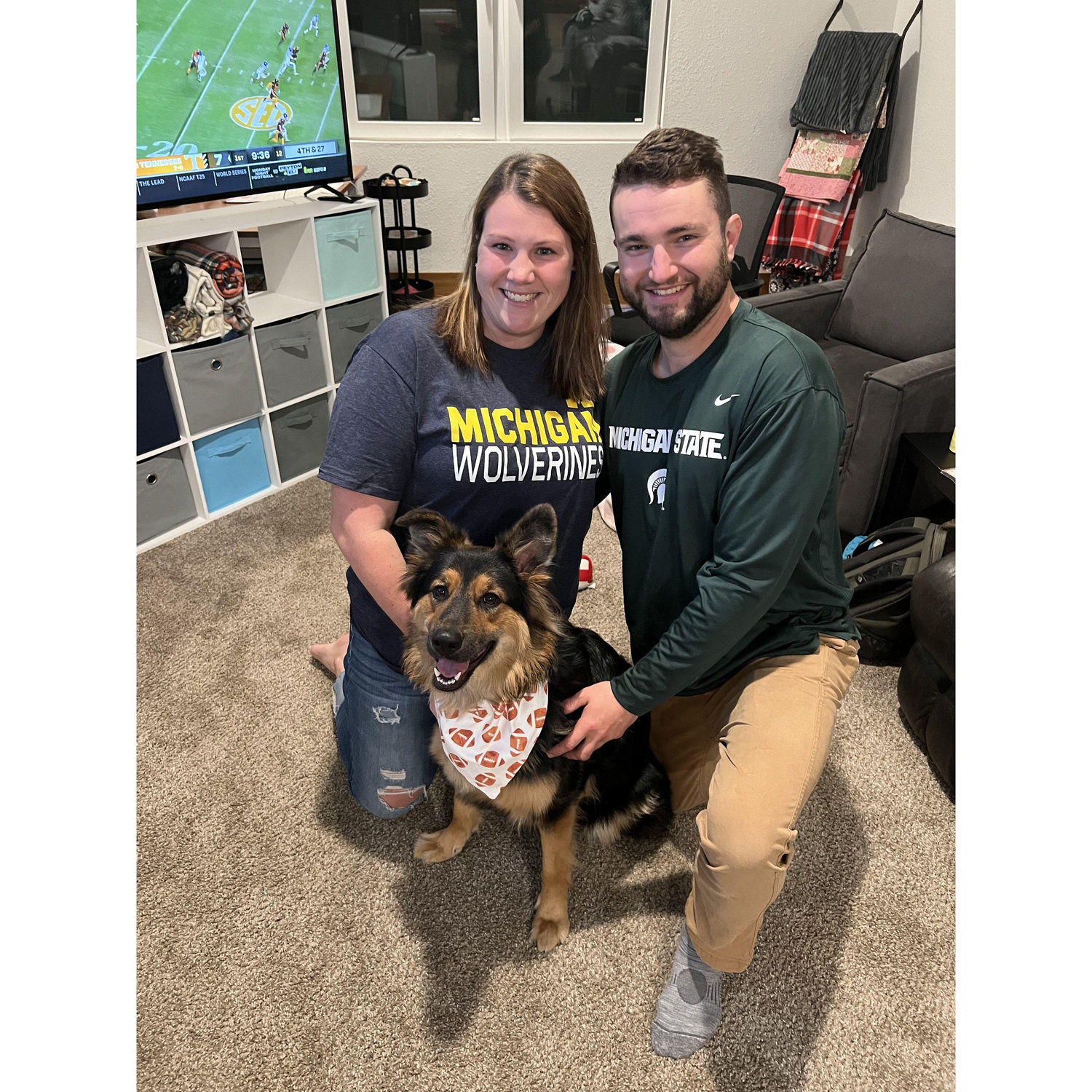 Our first rivalry game—can you tell that our house is divided