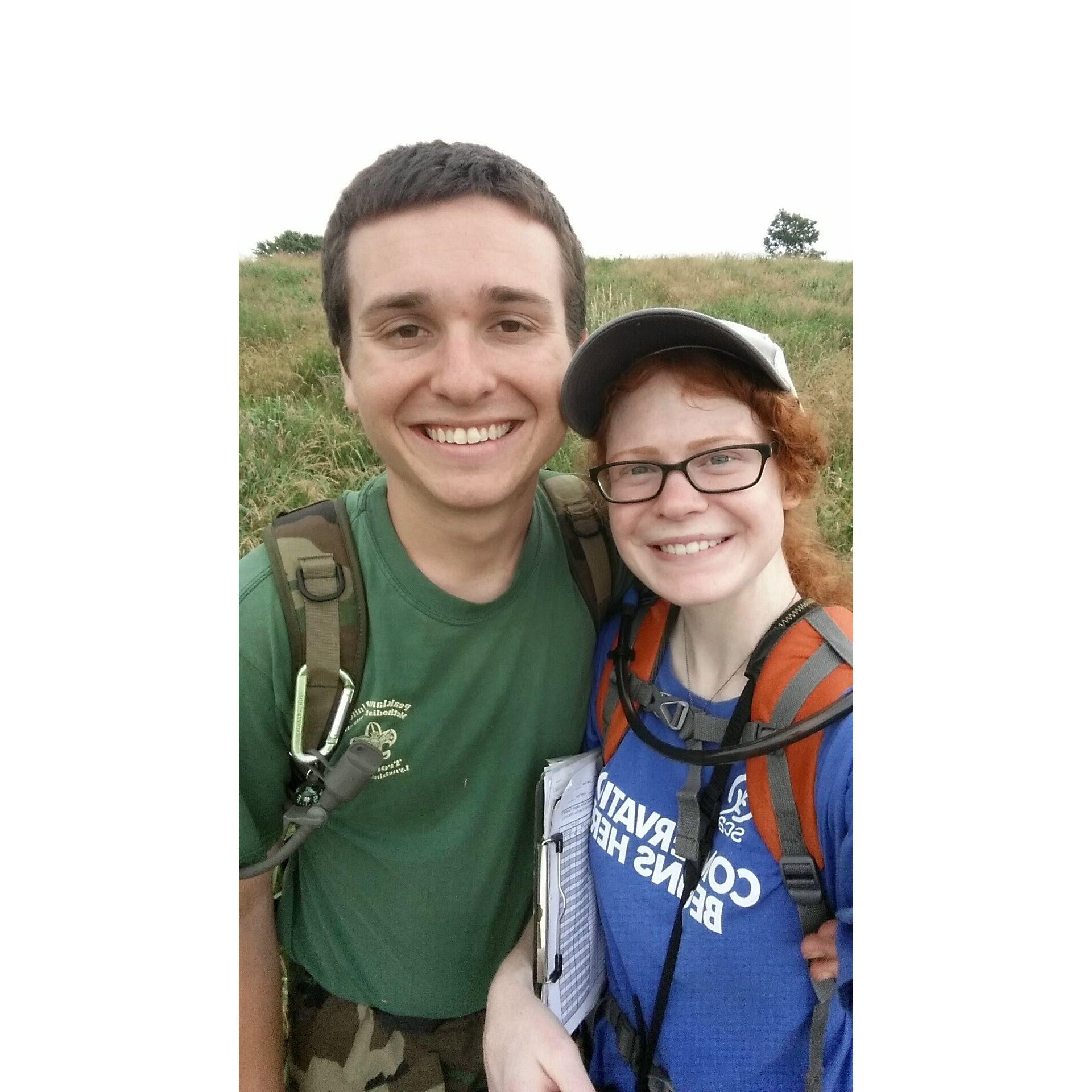 Collin helping Ashley conduct avian point counts at Antietam National Battlefield in Maryland (May 2016)