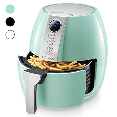 Ultrean Air Fryer, 4.2 Quart (4 Liter) Electric Hot Air Fryers Oven Oilless Cooker with LCD Digital Screen and Nonstick Frying Pot, ETL/UL Certified,1-Year Warranty,1500W (Blue)