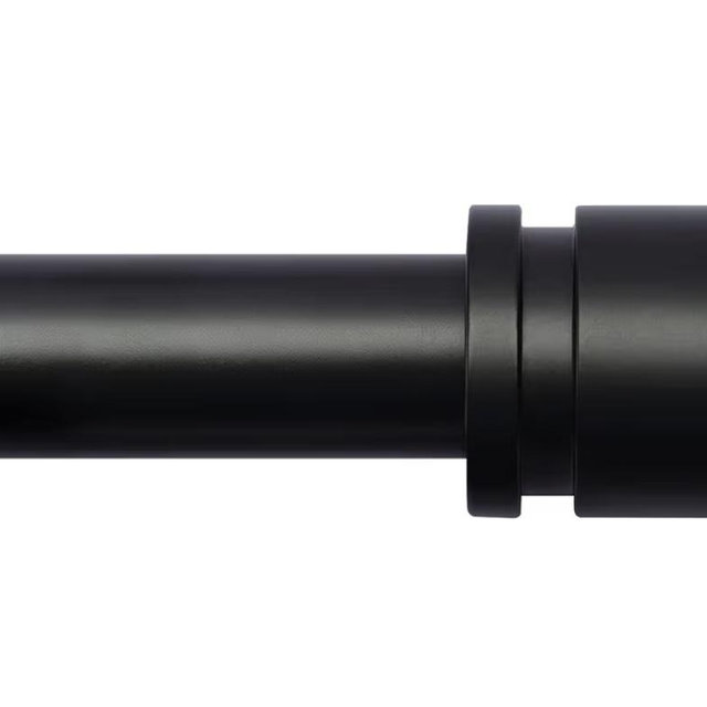 Curtain Rods for Windows 16 to 28 Inches Adjustable Length 1 Inch Diameter Window Curtain Rod with Aluminium Finials, Black