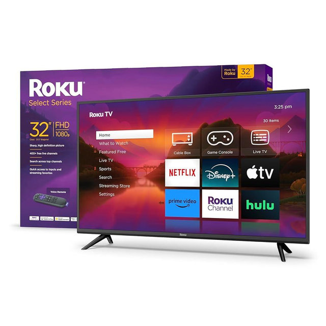 Roku Smart TV – 32-Inch Select Series 1080p Full HD RokuTV Voice Remote, Bright Picture, Customizable Home Screen – Live Local News, Sports, Gaming