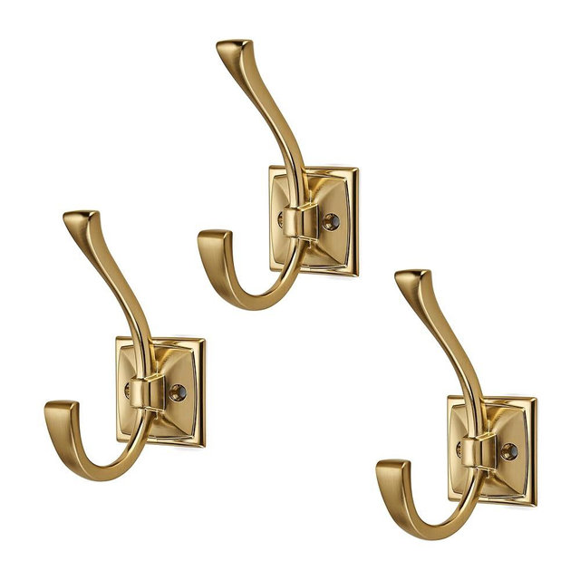 LONHECAN 3 Pack Heavy-Duty Bathroom Kitchen Wardrobe Towel Robe Hook Simple Modern Home Champagne Bronze Hook Suitable for Hanging Keys, Bags, Clothes, Towels, Hats, etc