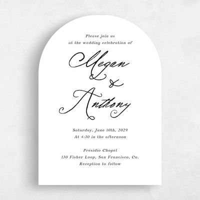 White Arch Wedding Invitation - Cristal Portrait