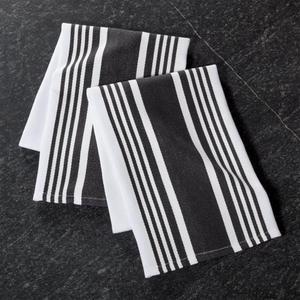 Cuisine Stripe Black Dish Towels, Set of 2