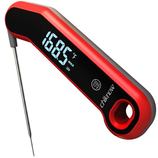 CHIKNOW 0.5 Sec Instant Read Meat Thermometer Digital with Auto-Rotating Large LCD Display & Motion Sensing, ±0.5°F Accuracy, IP67 Waterproof Food Thermometer for Cooking BBQ Grill Smoker Candy