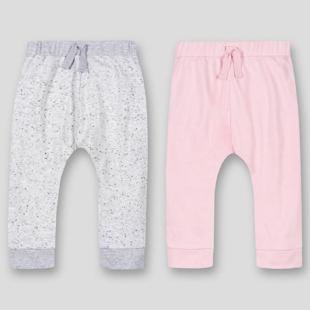 Lamaze Baby Girls' 2pk Organic Cotton Solid Pull-On Harem Pants - Pink/Gray