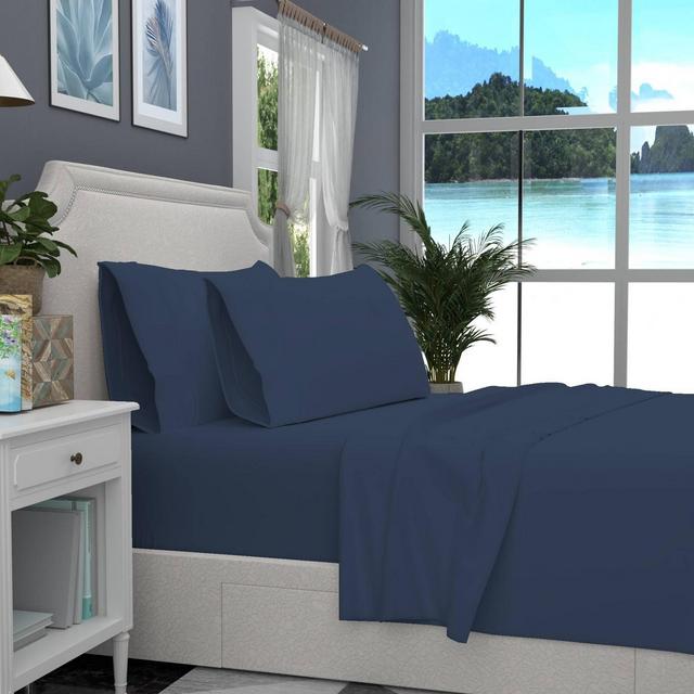 Purity Home King 400 Thread Count Cotton Percale Sheet Set Navy