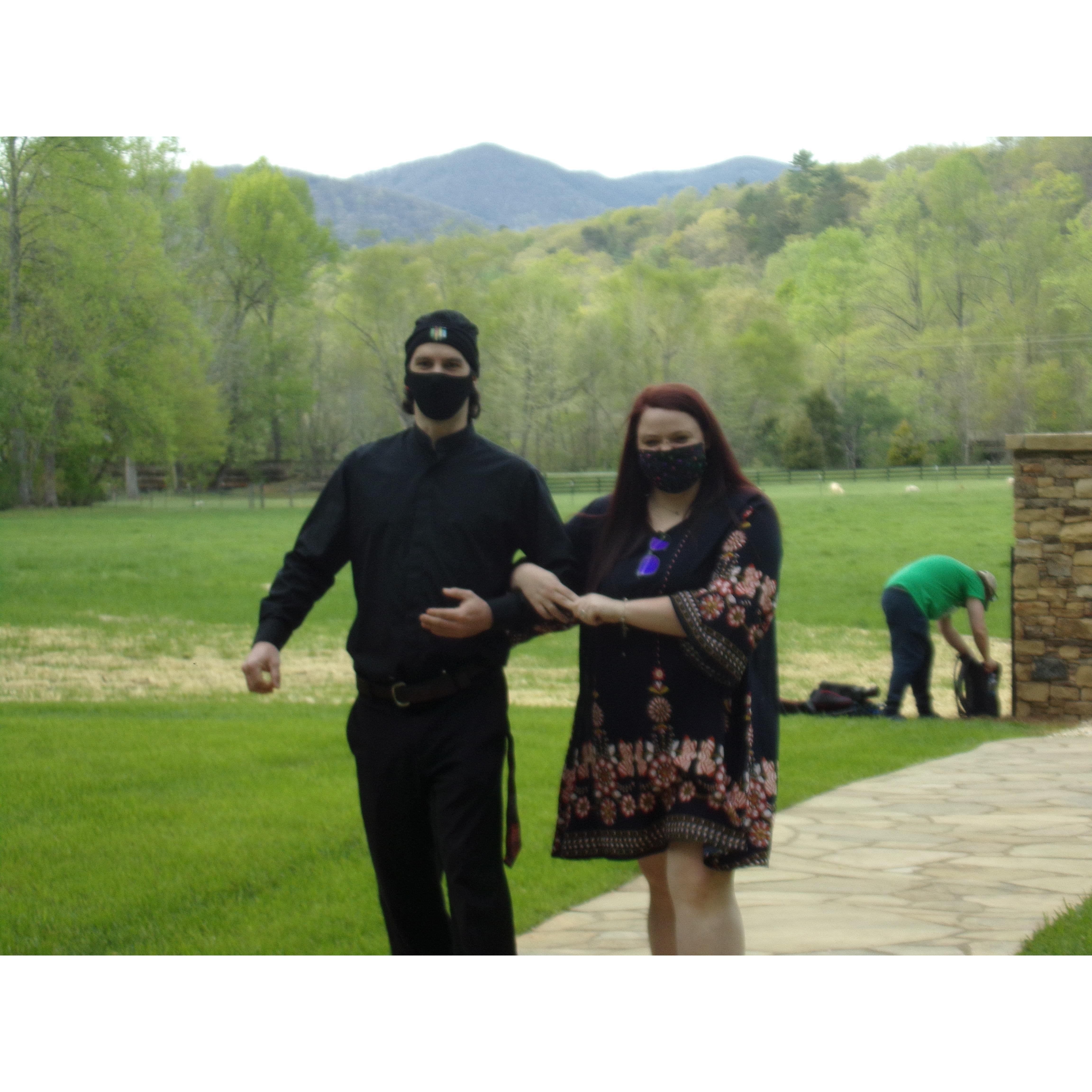 Slash (Groomsman) Ashleigh (Bridesmaid) during Rehearsal!