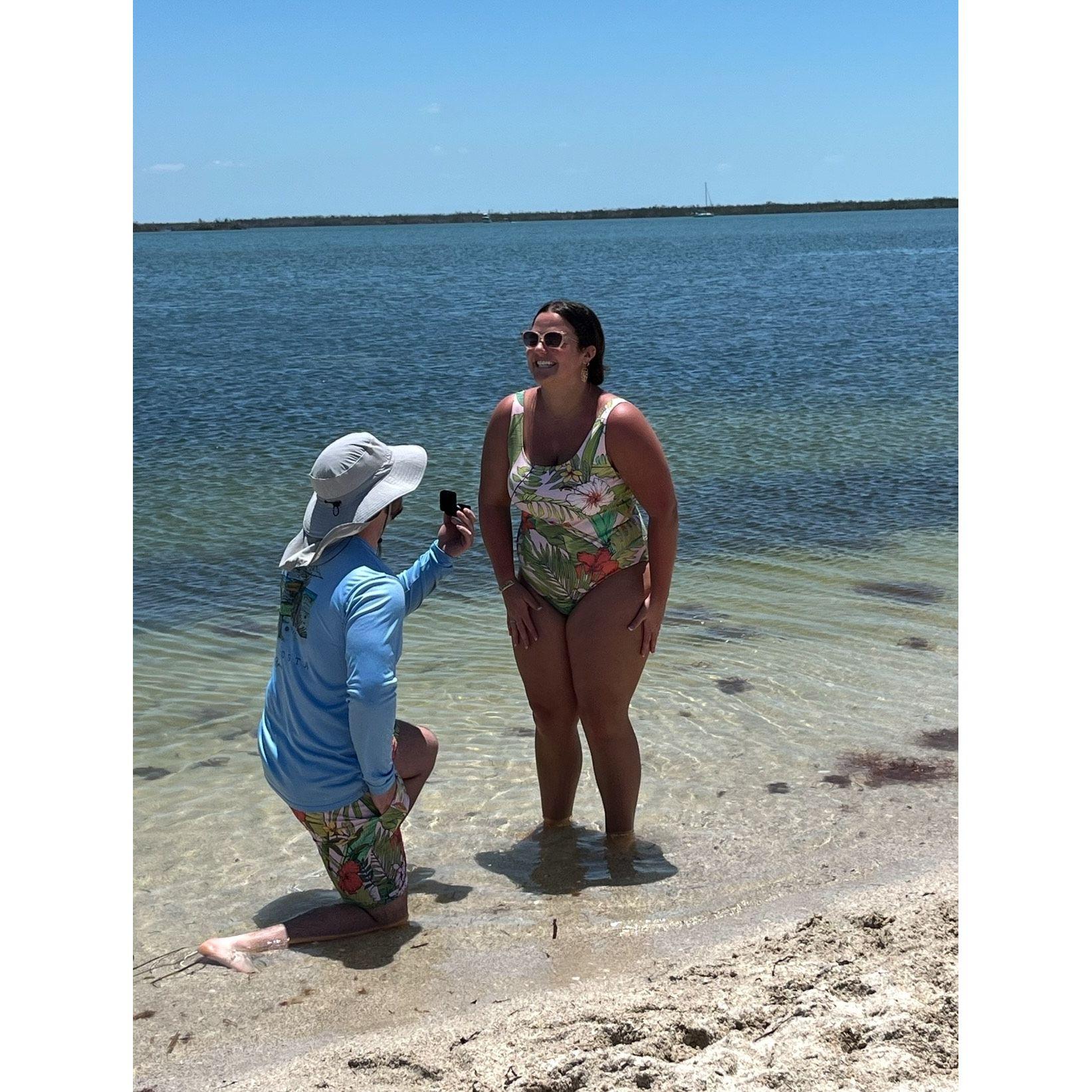 After 10 years, he asked & she said "YES!" On our favorite island, Cayo Costa 5/1/23.