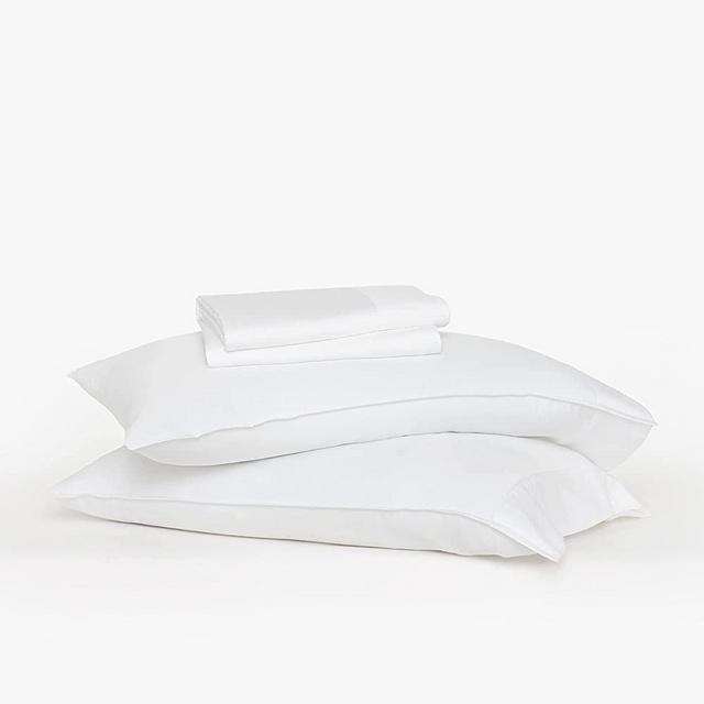 Buffy 100% Eucalyptus Lyocell Sheet Set - Silky Soft, Cool-to-The-Touch, Naturally-Dyed Hypoallergenic 4 Piece Set w/ 15” Deep Pockets (White, Queen)
