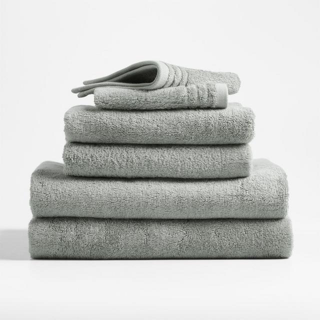 REFIBRA ™ Organic Cotton Pebble Grey Bath Towels, Set of 6