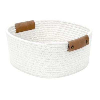 Decorative Coiled Rope Square Base Tapered Basket Small White 13" - Threshold™