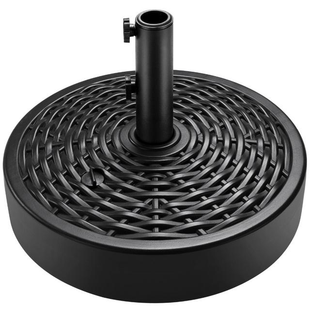 Best Choice Products Fillable Plastic Patio Umbrella Base Stand, Pole Holder w/ 2 Adjustment Knobs, Faux Wicker Pattern