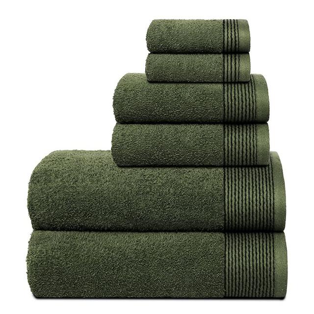 BELIZZI HOME 100% Cotton Ultra Soft 6 Pack Towel Set, Contains 2 Bath Towels 28x55 inchs, 2 Hand Towels 16x24 inchs & 2 Washcloths 12x12 inchs, Compact Lightweight & Highly Absorbant - Olive Green