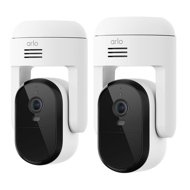 Arlo Essential Pan Tilt Security Camera 2K - Wired Plug-in Power Outdoor Camera, Person Recognition, Package Detection, Animated Preview, 1-Month Trial of Secure Plan, Auto Motion Tracking, 2 Cam