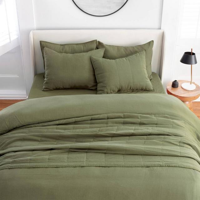 King Relaxed Duvet Cover Set Olive Green - Welhome