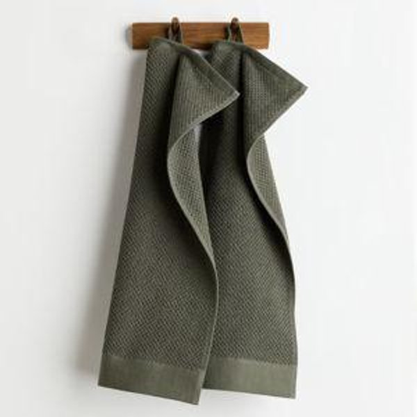 2-pack Cotton Terry Guest Towels - Dark green