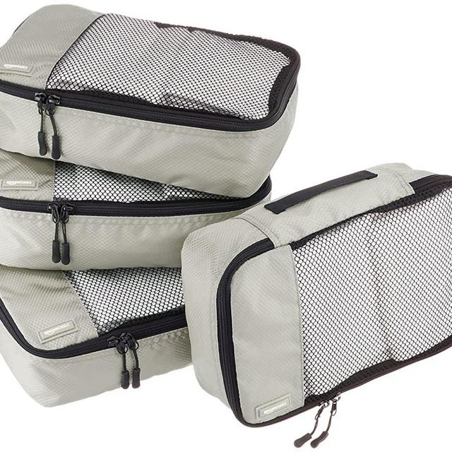 Amazon Basics Small Packing Travel Organizer Cubes Set, Gray - 4-Piece Set