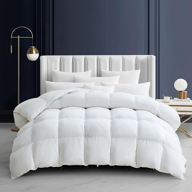 Maple&Stone Feather Down Comforter King Size All Season White Down Duvet Insert Ultra Soft 100% Cotton Cover Fluffy King Comforter 106 x 90 Inches