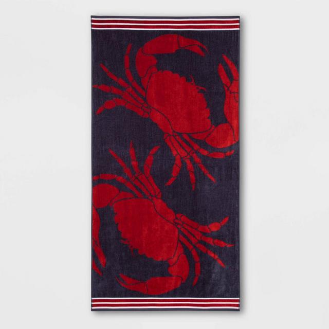 XL Crab Icon Beach Towel Navy - Sun Squad™