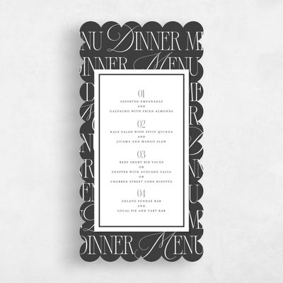 Black Scalloped Wedding Menu - Orable Type