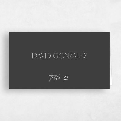 Black Typography Wedding Place Card - Papyrus