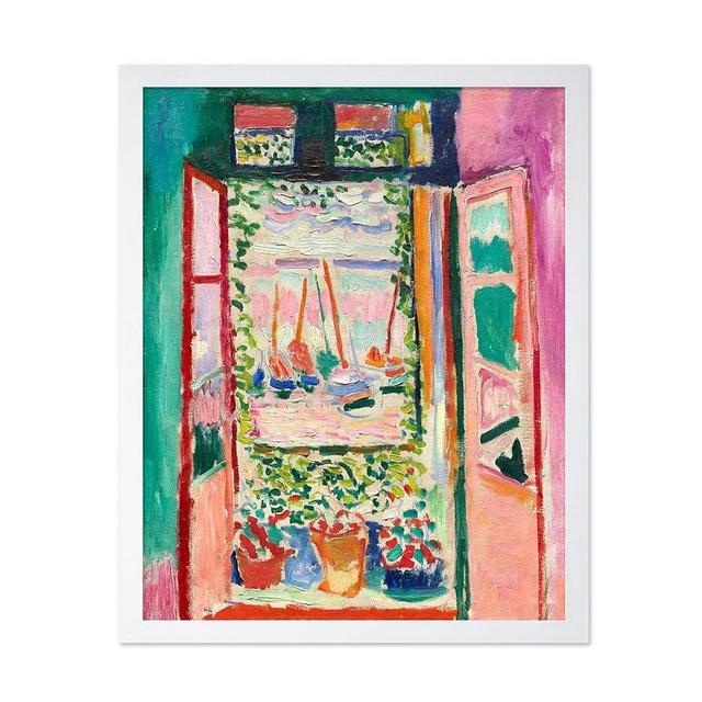 Poster Master Vintage Henri Matisse Poster - Retro Fauvism Print - Gift for Artist, Traveler - Open Window, Collioure, Sailboats, Harbour, Pots - Wall Decor for Home, Hotel, 11x14 White Framed