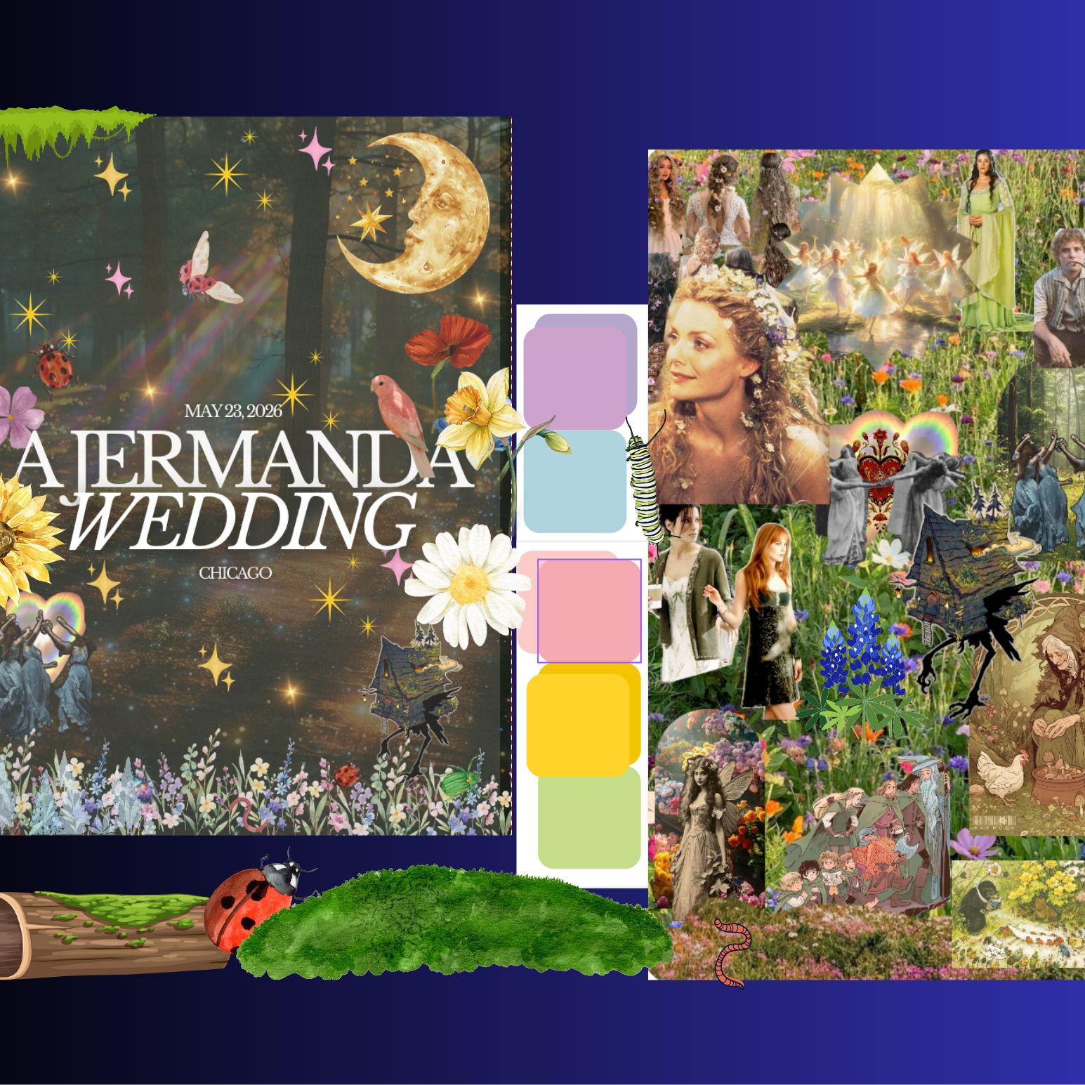 Theme/Mood Board/Colors! "Baby Yaga Spice's Midnight Garden of Good and Birds"