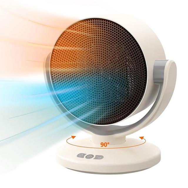 loranu 2 in 1 Fan and Heater Combo for Indoor Use, Oscillating Desktop Heater & Cooler for Home Office Desk, Electric Portable Ceramic Personal Heaters Small & Quiet, Tip-over & Overheat Protection