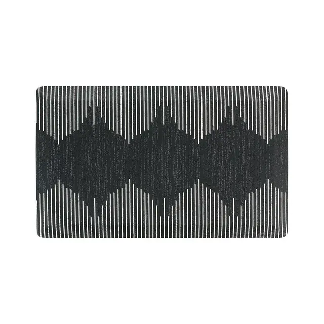 World Rug Gallery Bohemian Stripe Cushioned Anti Fatigue Kitchen, Laundry Room, Comfort Indoor Mat, Door Mat - BLACK 18'x30'