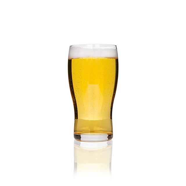 English Pub Beer Glass 20 OZ Clear 4 piece Set I Easy Stacking in the cupboard I Dishwasher safe plus great for drinking with friends and loved ones I Freezer compatible