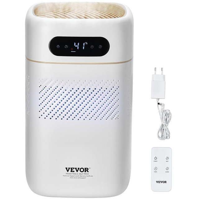 VEVOR Evaporative Humidifier for Whole House 5L(1.32G) Humidifiers 538.2 sqft, 480 ml/h Smart Cool Moisture Humidifier and Air Purifier,3-Speeds & 1-12h Timer, Quiet Sleep Mode Humidifiers for Bedroom