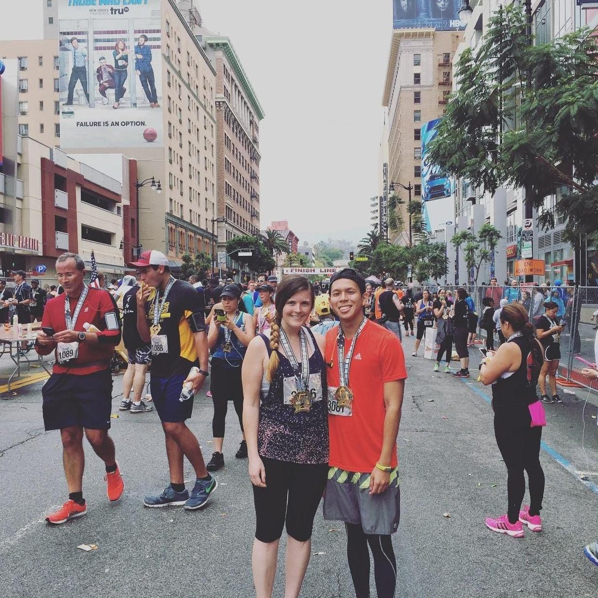 Right after running the Hollywood Half Marathon together