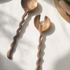 Wiggle Solid Acacia Wood Serve Set