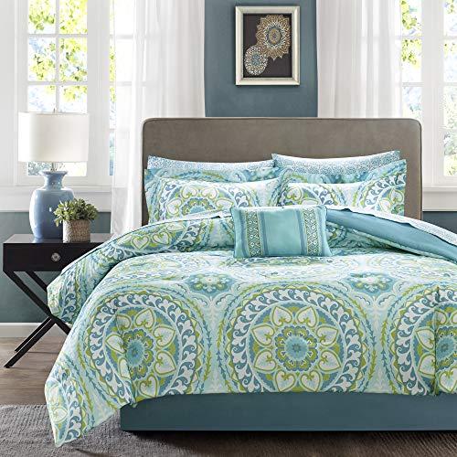 Madison Park MPE10-117 Essentials Serenity Complete Bed and Sheet Set King Aqua