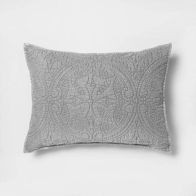 King Medallion Stitch Pillow Sham Gray - Opalhouse™