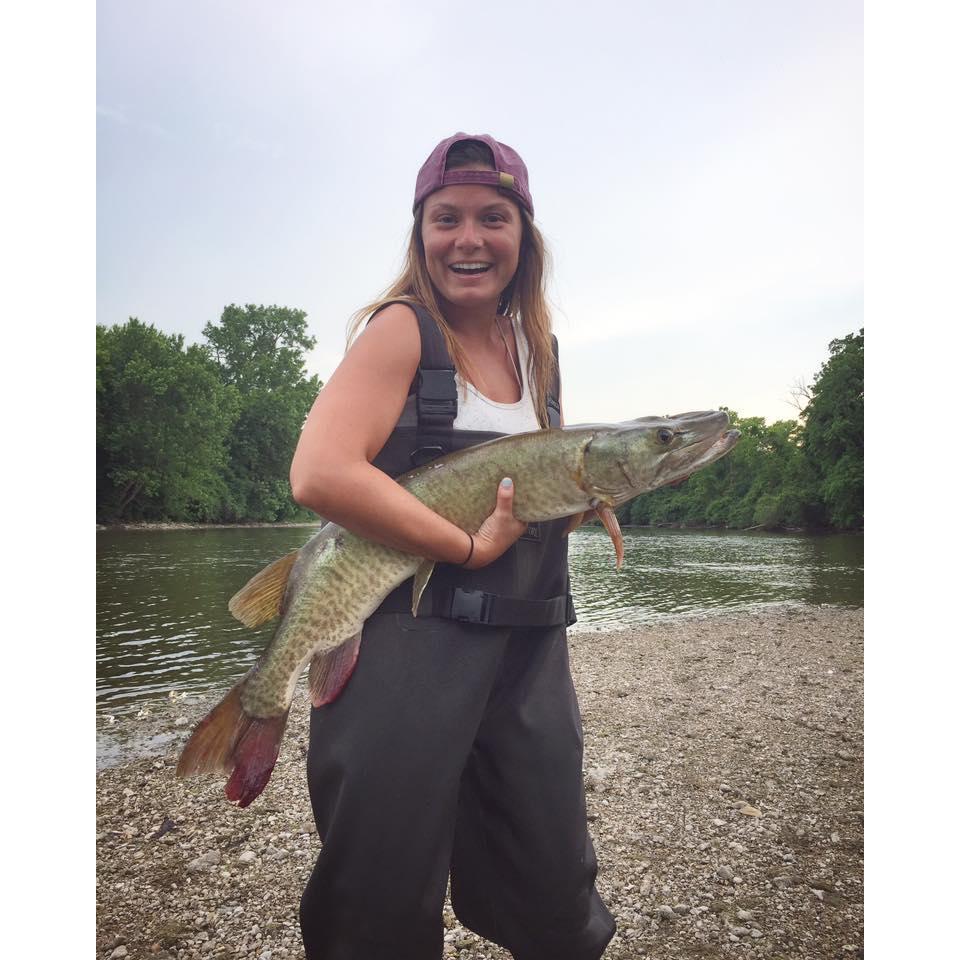 Nick helped Cayla catch her first Musky on the Fox.