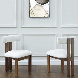 Safavieh Couture Macey Boucle Dining Chair, Ivory/Walnut