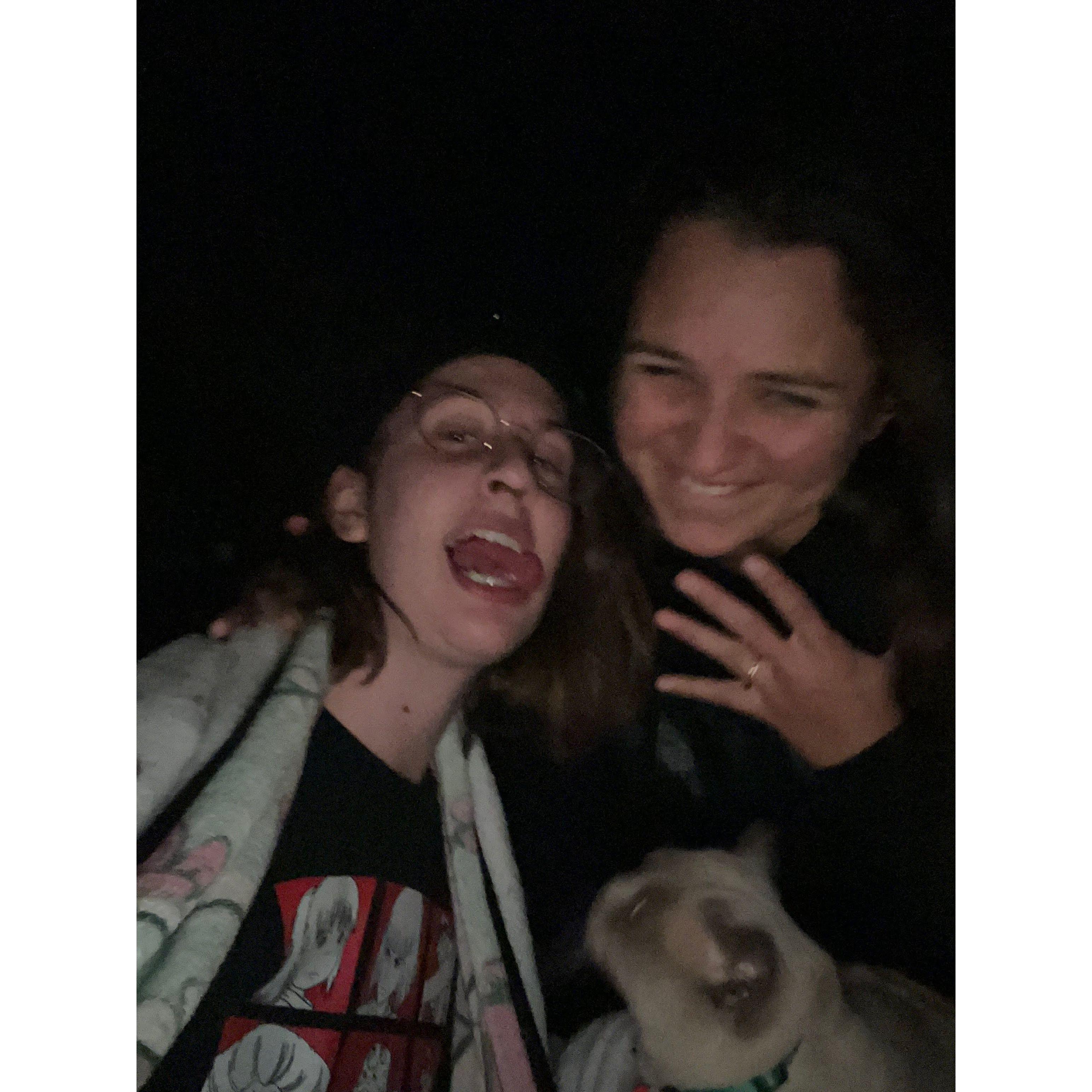 This was right after Tess proposed to Angelica, Smeagol was outside with them the whole time
