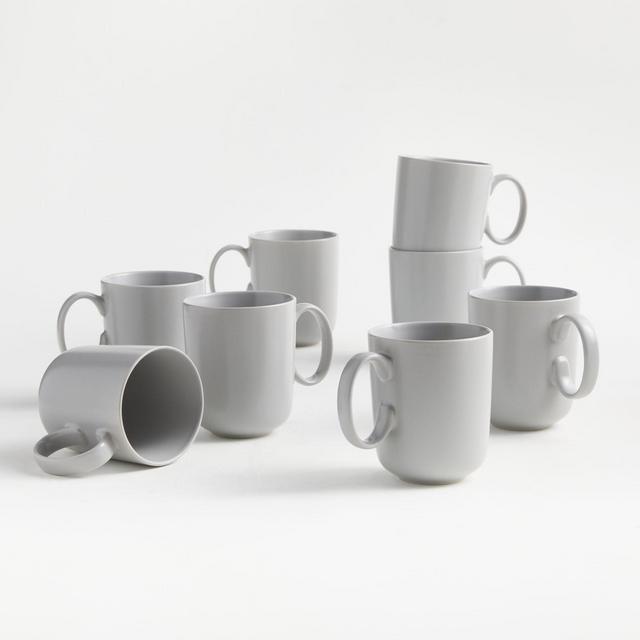 Wren Light Grey Mugs, Set of 8