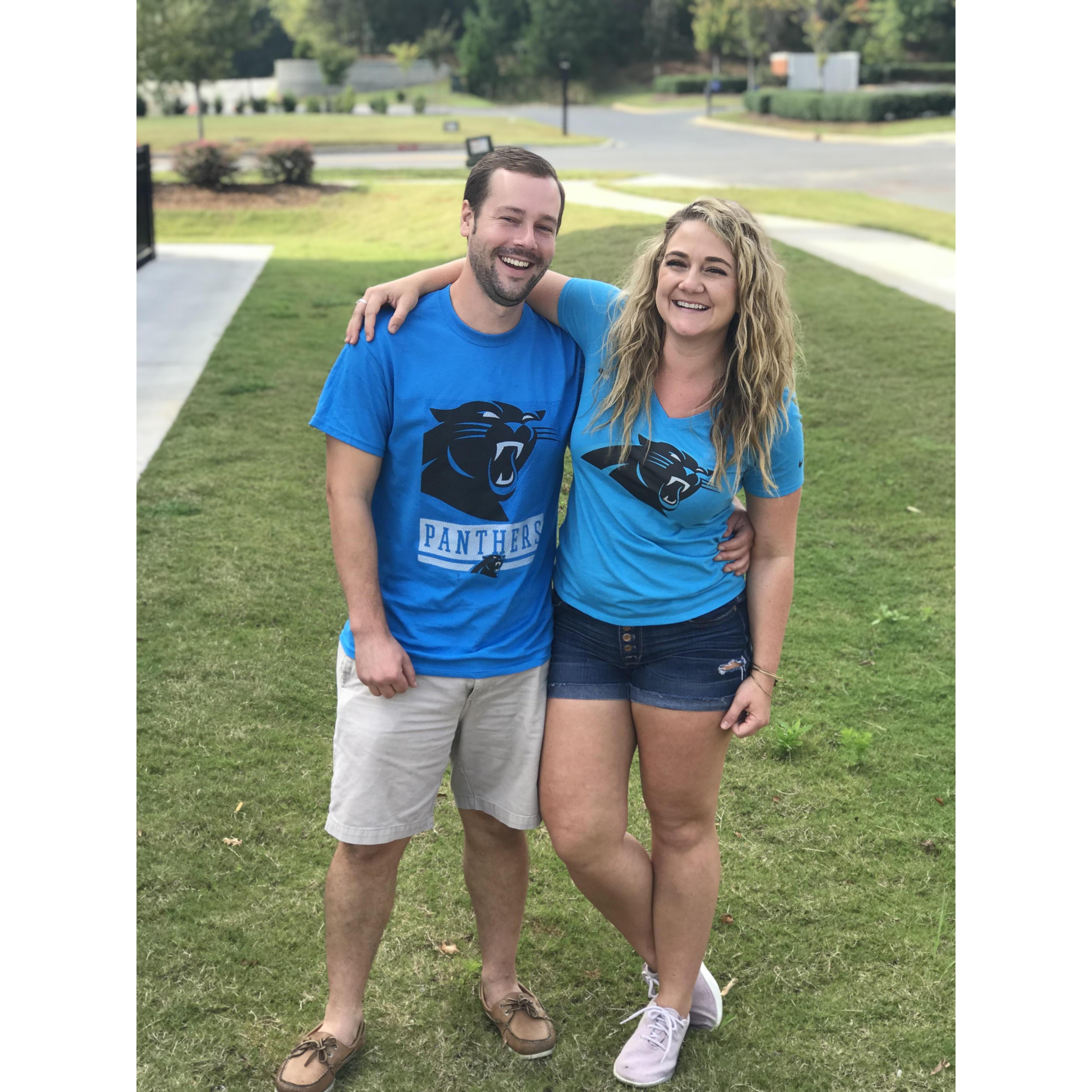Billy didn't realize that he would become a Panthers fan. I had to buy him a shirt to make it official.