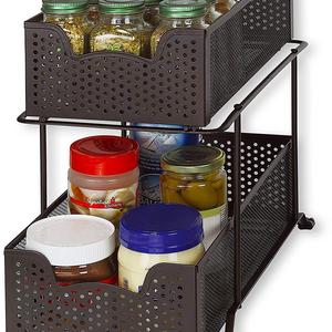 Simple Houseware - SimpleHouseware 2 Tier Sliding Cabinet Basket Organizer Drawer, Bronze