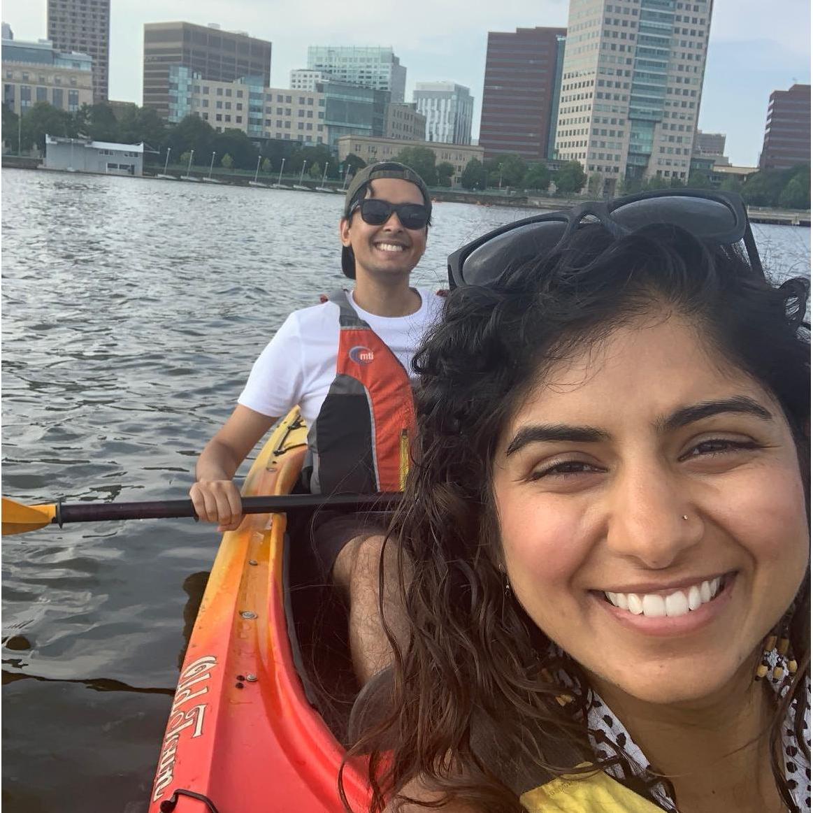 Kayaking in Boston during Bishnu's internship!