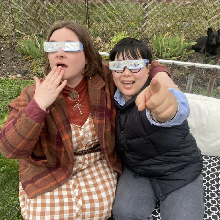 A totally candid moment of awe for the total solar eclipse in Buffalo, NY, in 2024