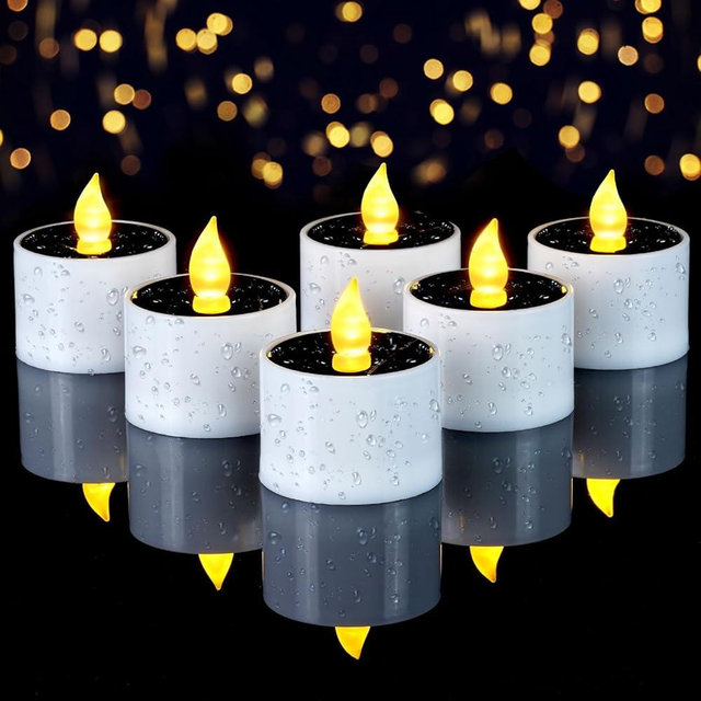 Homemory Solar Candles Outdoor Waterproof, Dusk to Dawn Outdoor Lighting, Reusable LED Tea Light Candles for Lantern Garden Camping and Home Decor, 2.3''x2'', Pack of 6